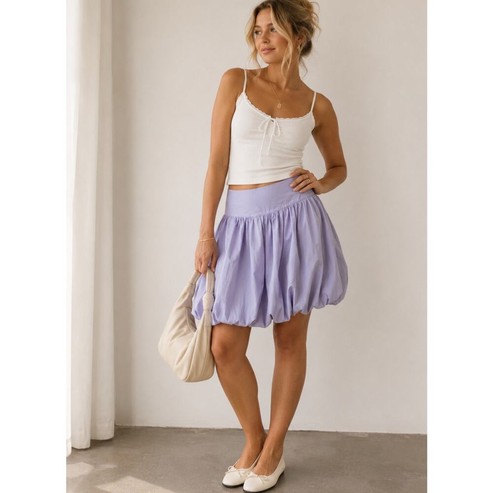 Aleeza Paris Lavender Purple Bubble Skirt Womens S Artsy Lagenlook Mini